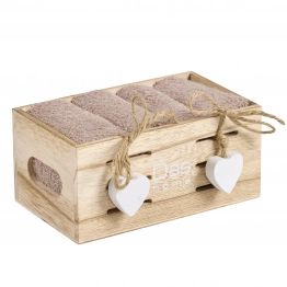 Σετ Πετσέτες Χεριών 4τμχ Soft Taupe Με Καλάθι 4008 Das Home