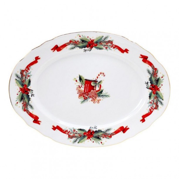 Χριστουγεννιάτικη Πιατέλα Πορσελάνης Οβάλ 38εκ.  Christmas Magic CRYSPO TRIO 06.240.06