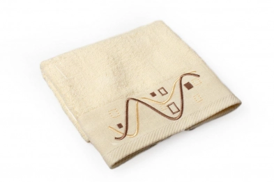 Πετσέτα Βαμβακερή Μεμονωμένη Προσώπου 50x90εκ. Εκρού Με Κέντημα Γεωμετρικό DimCol