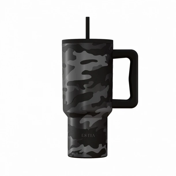 Θερμός Ανοξείδωτος Straw Tumbler XL 14,5x10x22,5εκ.-900ml Dark Camo Save The Aegean Estia 01-46163
