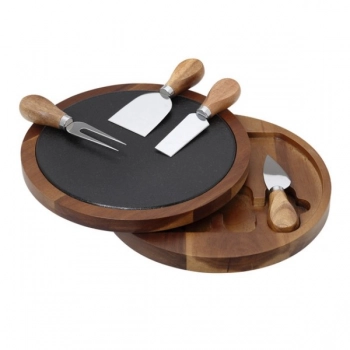 Πλατώ Σερβιρίσματος Κεραμικό-Ξύλινο Ακακίας 23x4εκ. Cryspo Trio 65.000.218