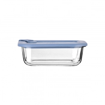 Φαγητοδοχείο Γυάλινο Με Καπάκι Σιλικόνης 370ml/16,3x12,3x6,2εκ. ColorSeal Μπλε Estia 01-26516