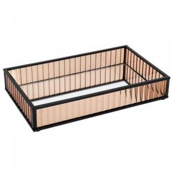 Δίσκος Με Καθρέπτη Μεταλλικός-Γυάλινος Μελί-Μαύρος 15x25εκ. iliadis 89395