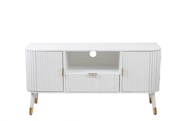 Έπιπλο Τηλεόρασης Ξύλινο-Μεταλλικό Λευκό 115x37x58εκ. Zen Collection 24.13.50168