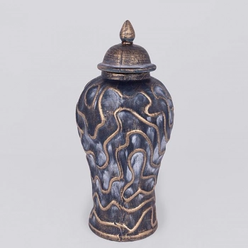 Βάζο Με Καπάκι Κεραμικό Γκρι-Χρυσό 17,5x17,5x38,5εκ. ESTHETI 752-20029