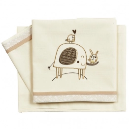 Σετ Σεντόνια Βαμβακερά Κούνιας 120x180εκ. Elephant Εκρού 29023