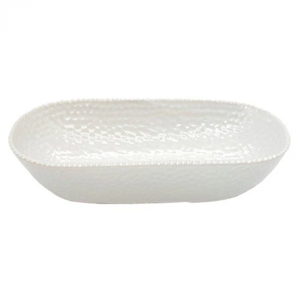 Διακοσμητική Πιατέλα Κεραμική Λευκή Art Et Lumiere 37,5x16,5x7εκ. 40811