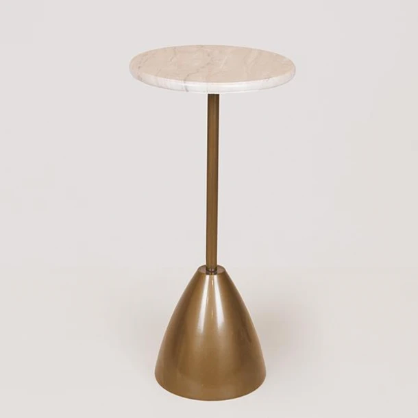 Τραπεζάκι Βοηθητικό Μεταλλικό Χρυσό-Λευκό 35x35x52εκ. ESTHETI 750-39560