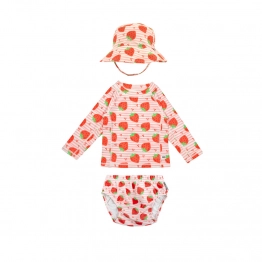 Σετ Μαγιό Πάνα Με Καπέλο Και Μπλούζα UV 6-12μηνών Strawberry Zoocchini ZOO16014