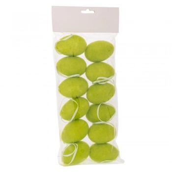 Σετ 12τμχ Αυγά Κρεμαστά Χνουδωτά Σε Σακούλα Πράσινα 4x6εκ. iliadis 92450