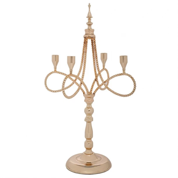 Κηροπήγιο 4 Θέσεων Μεταλλικό Χρυσό 32x32x55εκ. iliadis 92633