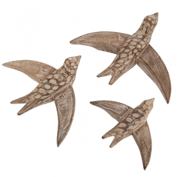 Σετ 3τμχ Διακοσμητικά Πουλάκια Από Ξύλο Mango 35x28x11εκ./31x23x11εκ./23x17x8εκ. iliadis 92092