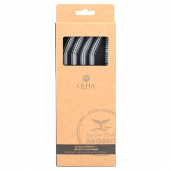 Σετ Καλαμάκια 4τμχ Με Βουρτσάκι Γυάλινα Διάφανα Estia 01-39219