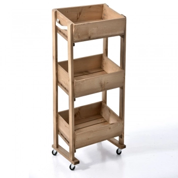 Τρόλει 3 Όροφο Ξύλινο Με Ρόδες 40x27x95εκ. iliadis 30133