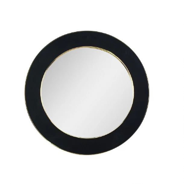 Καθρέπτης Τοίχου Στρογγυλός Βελούδινος Μαύρος-Χρυσός 60εκ. ESPIEL ECO609