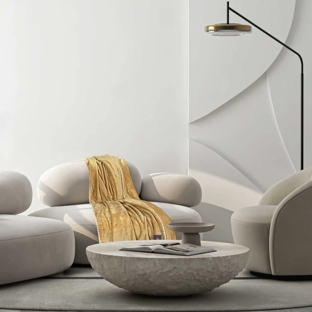 Κουβέρτα Fleece Καναπέ 130x170εκ. Essential 4441 Ochre Greenwich Polo Club