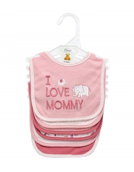 Σετ 6τμχ Σαλιάρες Interlock Polycotton Elephant 22 Pink Dimcol