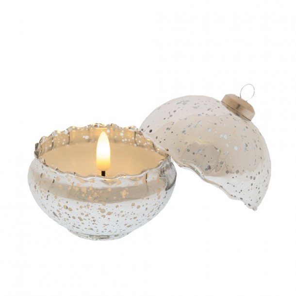 Κερί Led Χριστουγεννιάτικη Μπάλα Ασημί 9εκ. iliadis 87069