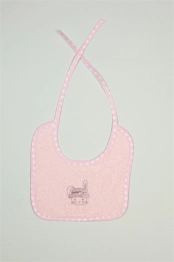 Σαλιάρα Βαμβακερή Με Κέντημα Rabbit Girl 146 25x25εκ. Ροζ DimCol