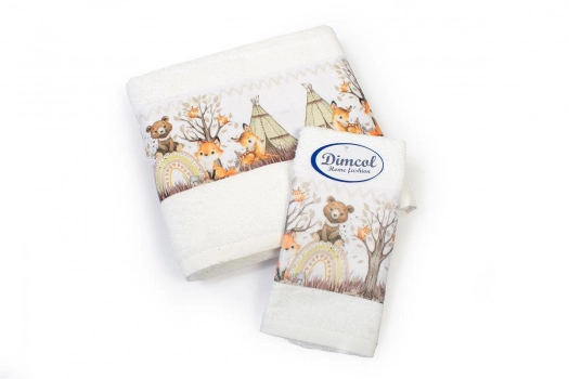 Σετ Πετσέτες 2τμχ Βαμβακερές Forest Animals 335 White DimCol