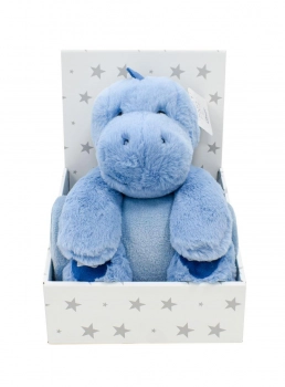 Σετ Κουβέρτα Fleece Αγκαλιάς-Λίκνου 75x90εκ. Με Λούτρινο Ζωάκι 25εκ. Dinosaur 01 Blue Dimcol