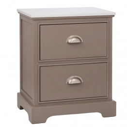 Κομοδίνο Ξύλινο Με 2 Συρτάρια Σε Γκρι Χρώμα Με Μαρμάρινη Επιφάνεια 45x35x54εκ. iliadis 92600