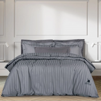 Σετ Σεντόνια Βαμβακοσατέν Υπέρδιπλα 240x260εκ. Premium 2152 Ανθρακί Greenwich Polo Club