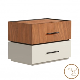 Κομοδίνο Sonlen pakoworld mdf σε καρυδί-μπεζ απόχρωση 60x40x44.5εκ