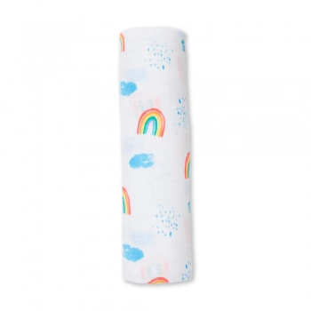 Μουσελίνα Βαμβακερή 120x120εκ. Πολλαπλών Χρήσεων Rainbow Sky Swaddling LJ440