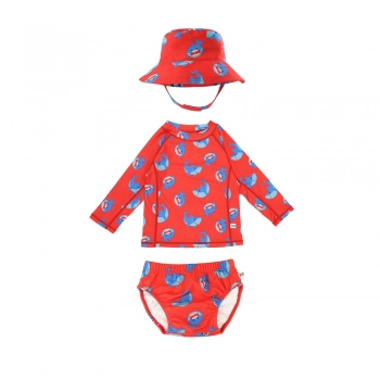 Σετ Μαγιό Πάνα Με Καπέλο Και Μπλούζα UV 12-24μηνών Sherman the Shark Zoocchini ZOO16017
