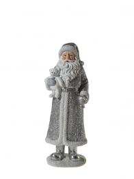 Χριστουγεννιάτικος Διακοσμητικός Άγιος Βασίλης Polyester Λευκός-Ασημί 9x9x28εκ. Zen Collection 25.42.51986