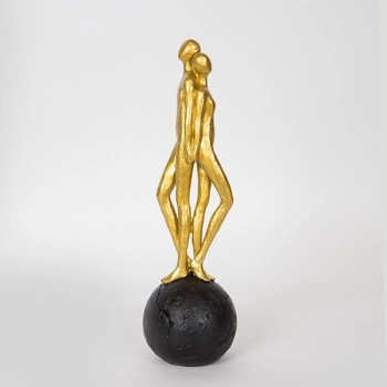 Διακοσμητική Επιτραπέζια Φιγούρα Ζευγάρι Polyresin Χρυσό-Μαύρο 9,5x9,5x31,5εκ. ESTHETI 752-27089