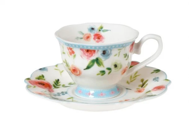 Φλυτζάνι Καφέ Πορσελάνης 100ml Primavera Blue CRYSPO TRIO 28.098.17
