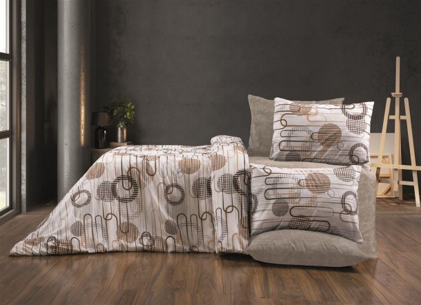 Σετ Σεντόνια 4τμχ Polycotton Υπέρδιπλα 220x240εκ. Διώνη 600 White-Mocha DimCol