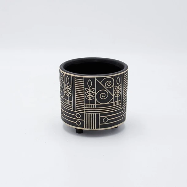 Κασπώ Κεραμικό Μαύρο-Μπεζ 10,5x9,5εκ. ESTHETI 819-00495