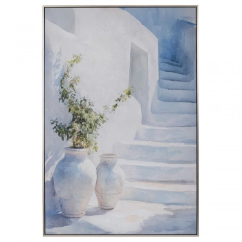 Πίνακας Καμβάς Greek Island Σε Μαύρη-Ασημί Κορνίζα 80x120εκ. iliadis 92697