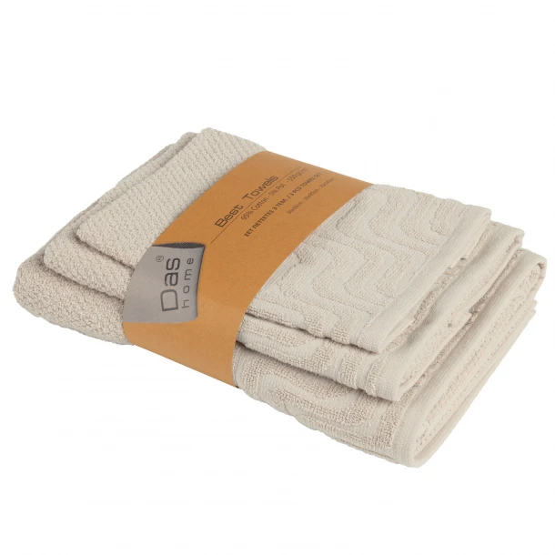 Σετ Πετσέτες 3τμχ Polycotton Best 0880 Beige Das Home