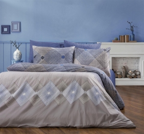 Σετ Σεντόνια 3τμχ Polycotton Μονά 160x240εκ. Καλλιρόη 604 Grey-Blue DimCol