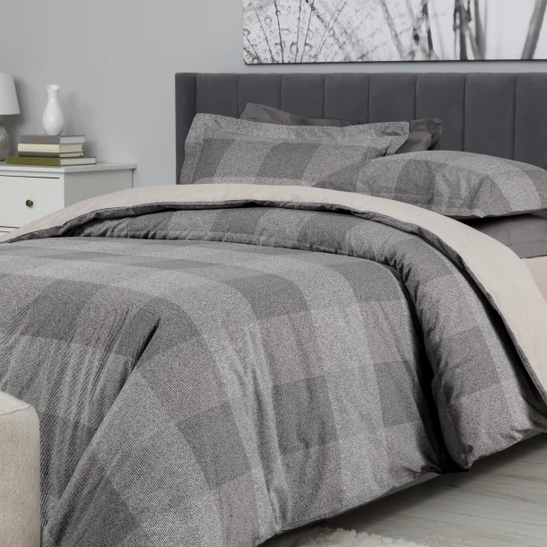 Σετ Παπλωματοθήκη Polycotton Υπέρδιπλη 220x240εκ. Casual 5458 Beige-Grey Das Home