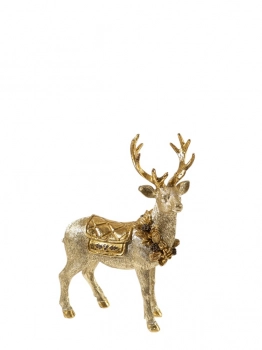 Χριστουγεννιάτικος Διακοσμητικός Τάρανδος Polyester Καφέ-Χρυσός 14,5x6,5x19εκ. Zen Collection 25.36.51901