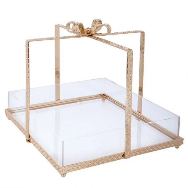 Διακοσμητικό Κουτί Δώρου Μεταλλικό-Plexiglass Χρυσό 29x29x25εκ. iliadis 92624