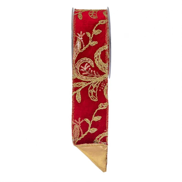 Χριστουγεννιάτικη Κορδέλα Embroidery Foil Loneta 6,7εκ.-4,5μ. Κόκκινη-Χρυσή iliadis 95325