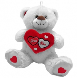 Αρκουδάκι Λούτρινο Λευκό Με Καρδιά 30εκ. ToyMarkt 79-529