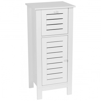Έπιπλο MDF-Βελανιδιά Με 1 Συρτάρι & 1 Ντουλάπι Με Ράφι Στο Εσωτερικό 36,5x30x83εκ. Λευκό MRShome 2226000