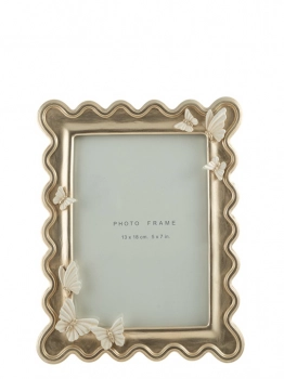 Κορνίζα Polyester Σαμπανί Με Μπεζ Πεταλούδες 13x18εκ. Zen Collection 25.50.52361