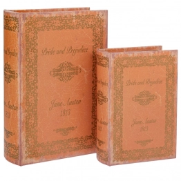 Κουτί-Βιβλίο Σετ 2τμχ Ξύλινο Κίτρινο-Πορτοκαλί 19x7x27εκ.-14x6x20εκ. iliadis 92941