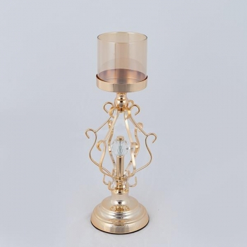 Κηροπήγιο Μεταλλικό Χρυσό 15x32εκ. ESTHETI 752-24093