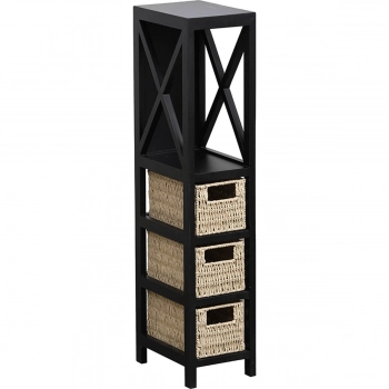 Έπιπλο MDF Με 1 Ράφι & 3 Συρτάρια Μαύρο 17x24x82εκ. MRShome 1233000