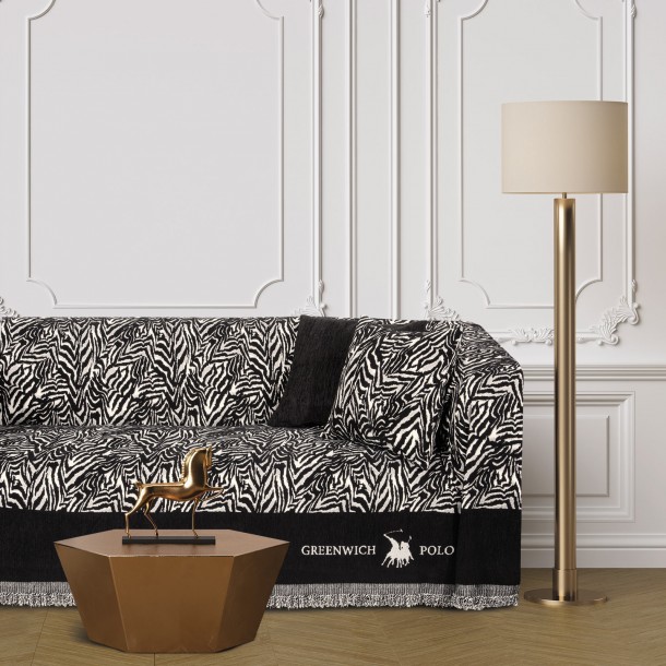 Ριχτάρι Chenille Διθέσιος 180x250εκ. Essential 3935 Μαύρο-Taupe Greenwich Polo Club