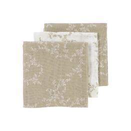 Σετ 3τμχ Απορροφητική Λαβέτα-Μουσελίνα Βαμβακερή Branches Sand 30x30εκ. Meyco MEY-457068